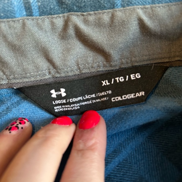 Under Armour Blue Plaid Button-Up Shirt - Picture 3 of 3